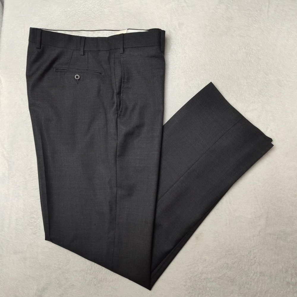 Zanella Pants Mens 40x35 Gray Devon Wool Dress Slacks Suit Trouser Flat Italy